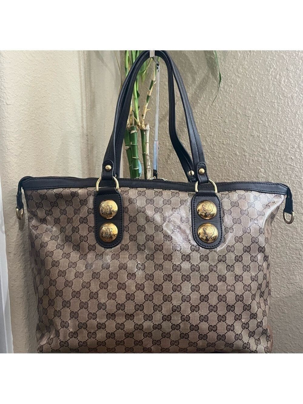 GUCCI CRYSTAL MONOGRAM ZIPPERED TOTE - Picture 2 of 15